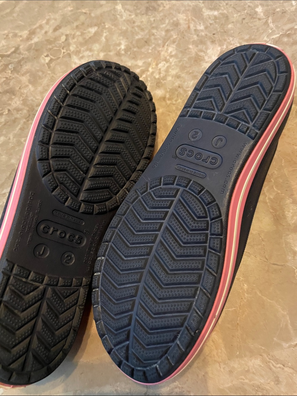 CROCS Navy Flats with Pink Accent Trim - Picture 2 of 7